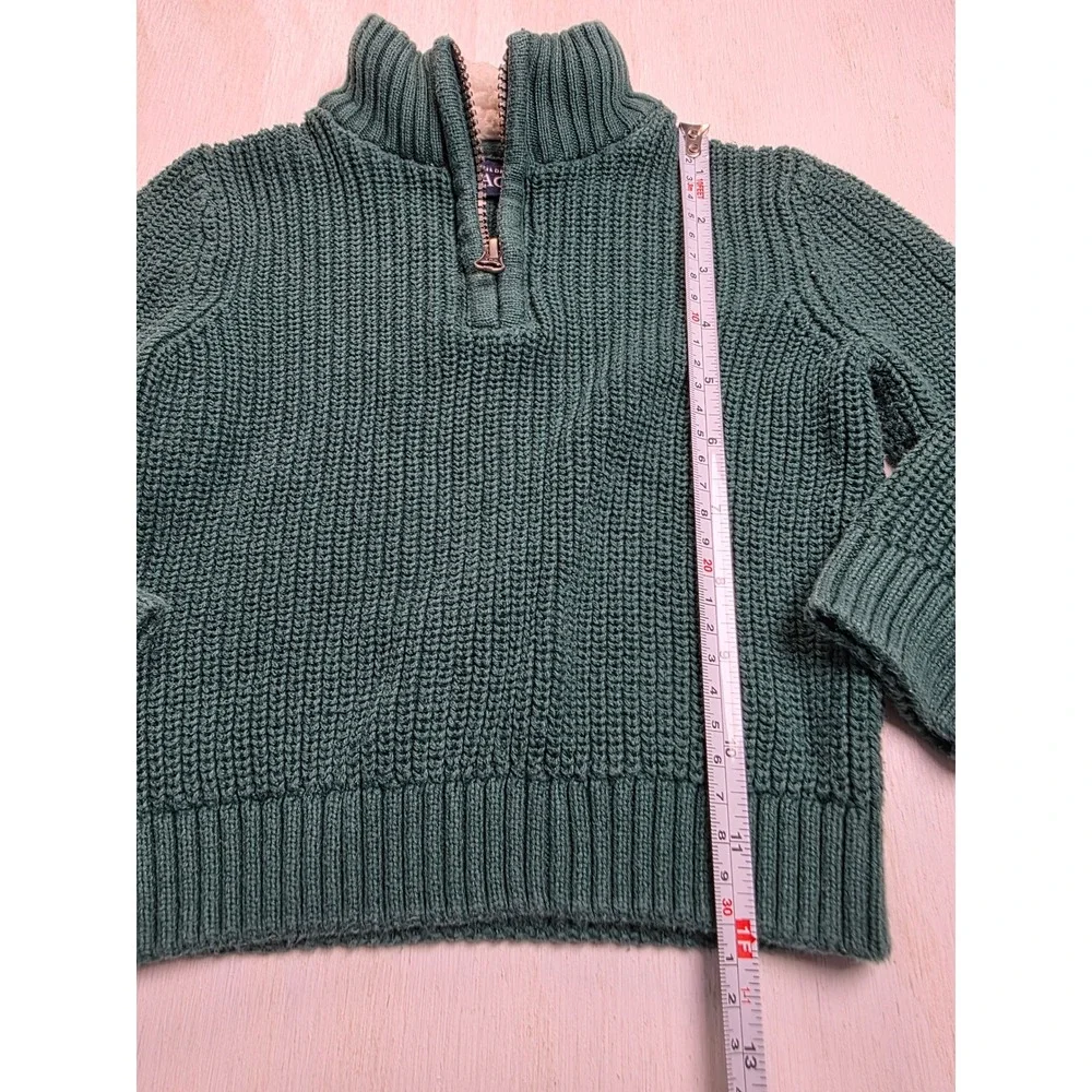 The Childrens Place Green Quarter Zip Sherpa Shaker Knit Sweater 12-18M